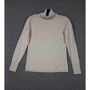 1901 Womens Sweater M Gray Merino Blend Turtleneck Academia Capsule Minimalist